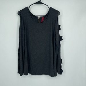 Love Scarlett Women's Knit Scoop Neck Black Top Medium